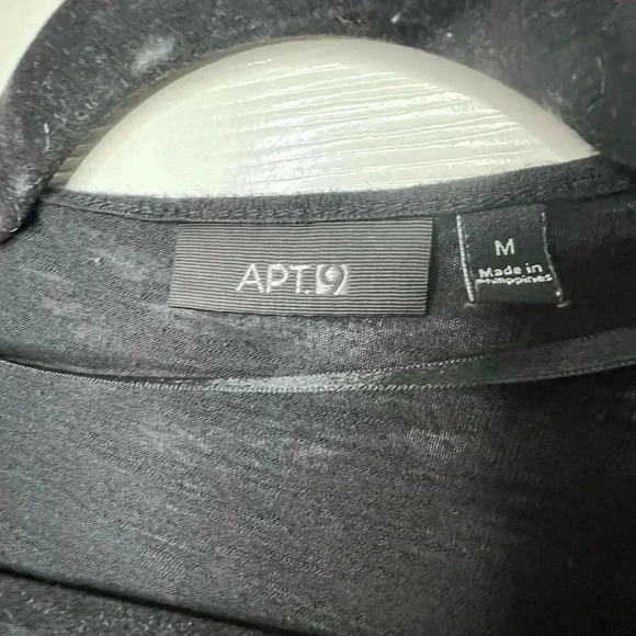 🌸 Apt 9 Short Sleeve Cropped Slub Open Drape Front Cardigan, Size M, Black - Picture 3 of 5